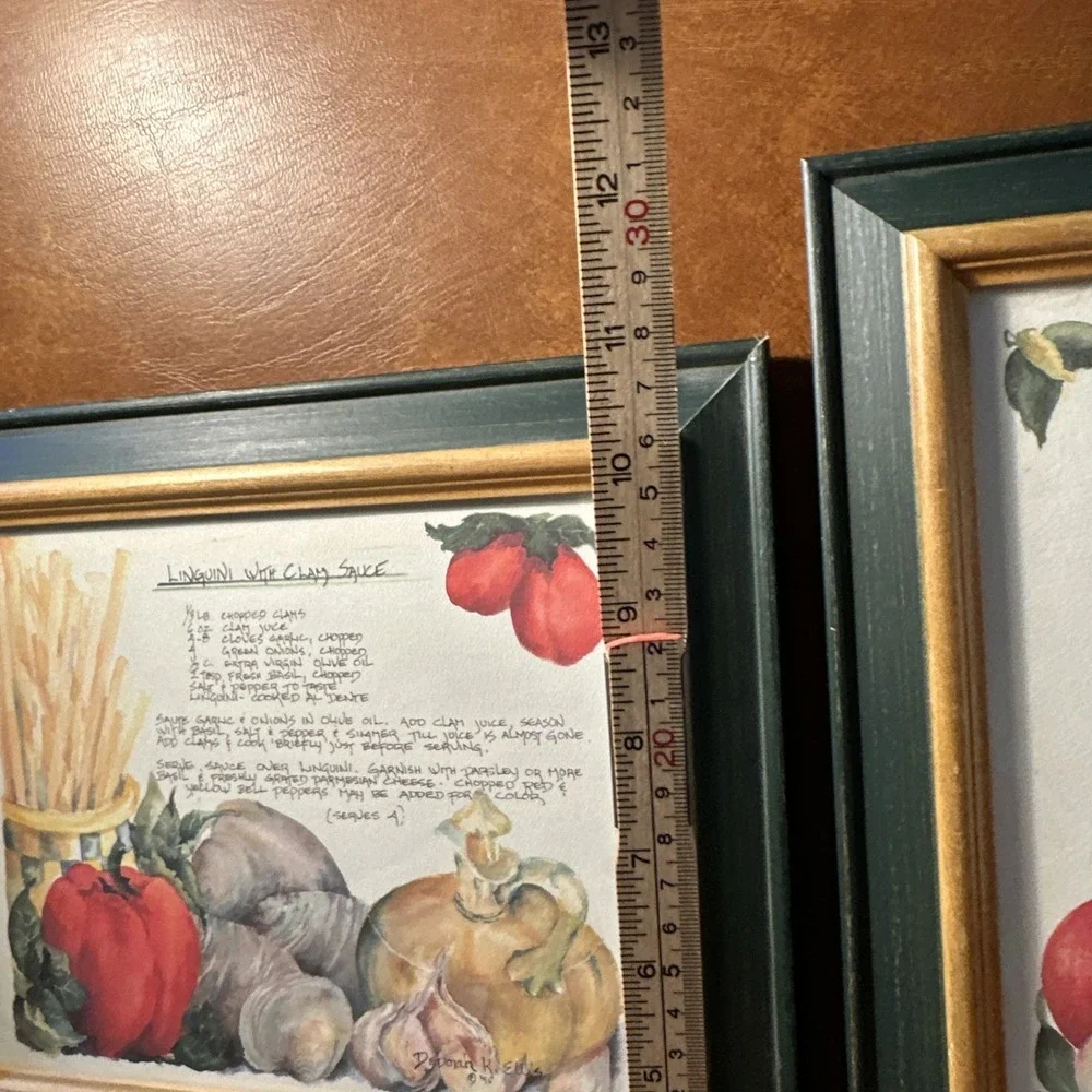 VTG Framed Garden Cookbook 90's Tomato Salsa, And Linguine W-Clamsauce 2-13X11